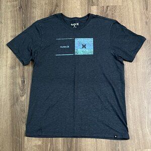EUC Hurley Slate Gray Green Blue Logo T Shirt Sz L
